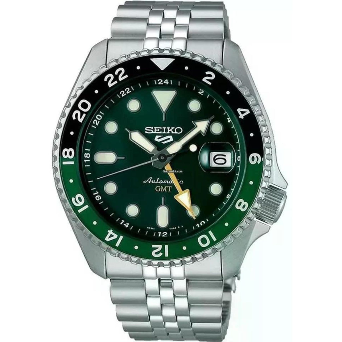 Seiko 5 Sports GMT Herrenuhr silber grün SSK035K1