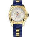 Tommy Hilfiger Damenuhr gold blau Silikonarmband