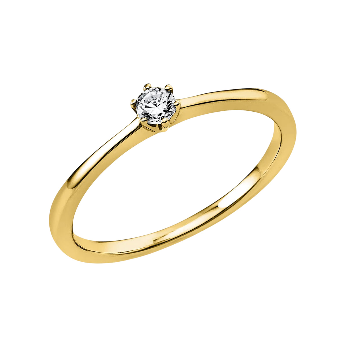 Solitärring 1A481 aus 14 Karat Gelbgold mit Diamant 0,10 ct