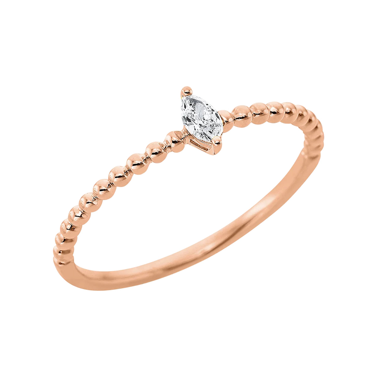 Solitärring 1BF08 aus 18 Karat Rotgold mit Diamant im Navetteschliff 0,08ct