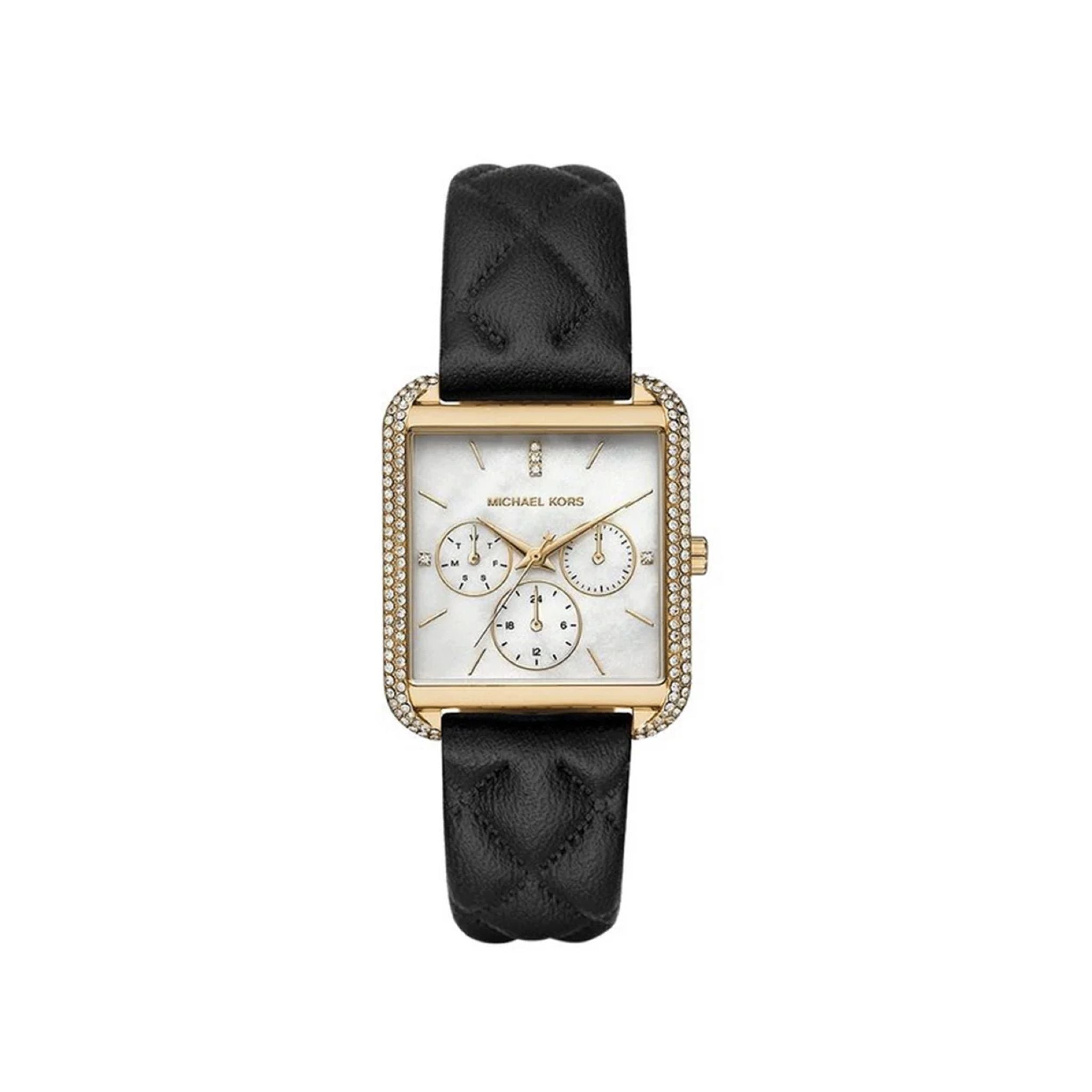 Michael Kors Lady Damenuhr gold schwarz Lederarmband
