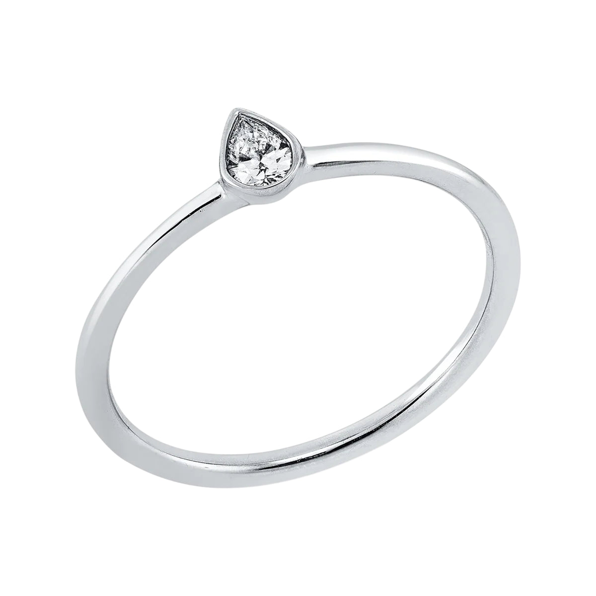 Solitärring 1FW53 aus 18 Karat Weißgold mit tropfenförmigem Diamant 0,11ct