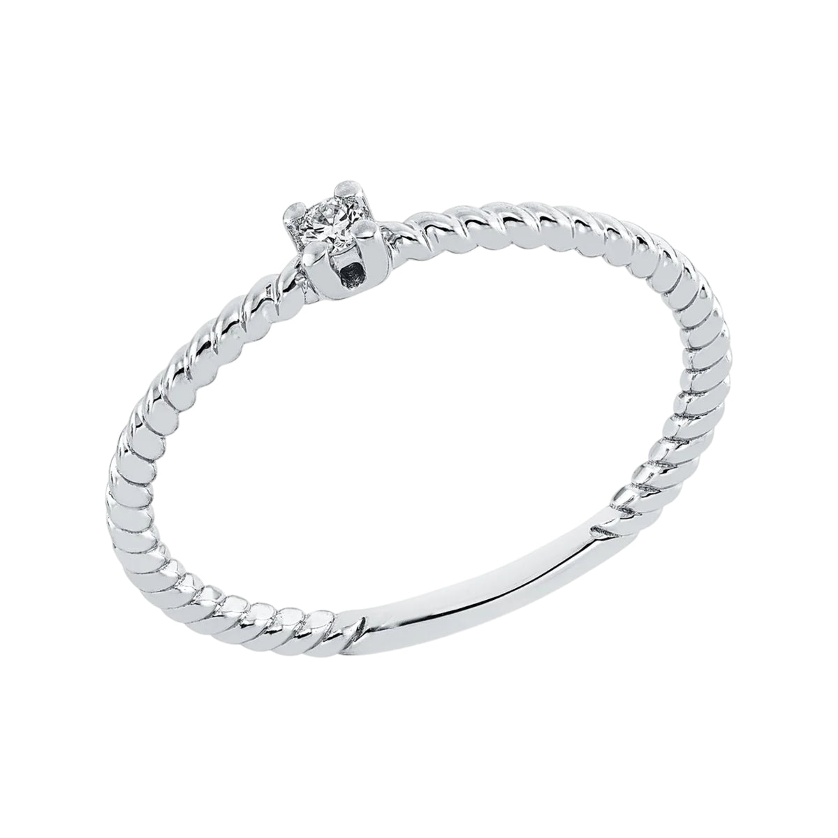 Solitärring 1GH56 aus 18 Karat Weißgold mit Diamant 0,03 ct