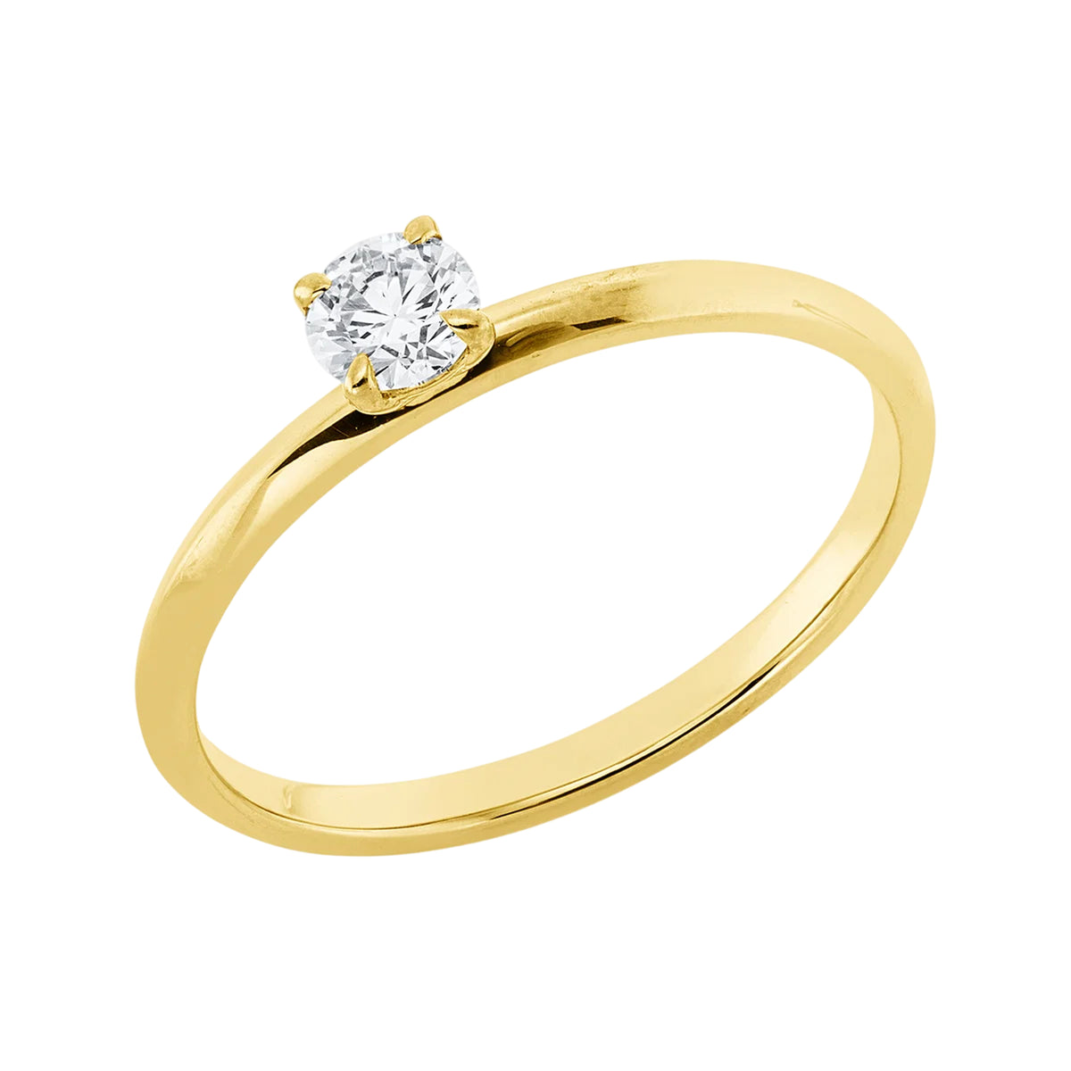 Solitärring 1HM87 aus 18 Karat Gelbgold mit Diamant im Brillantschliff 0,20ct