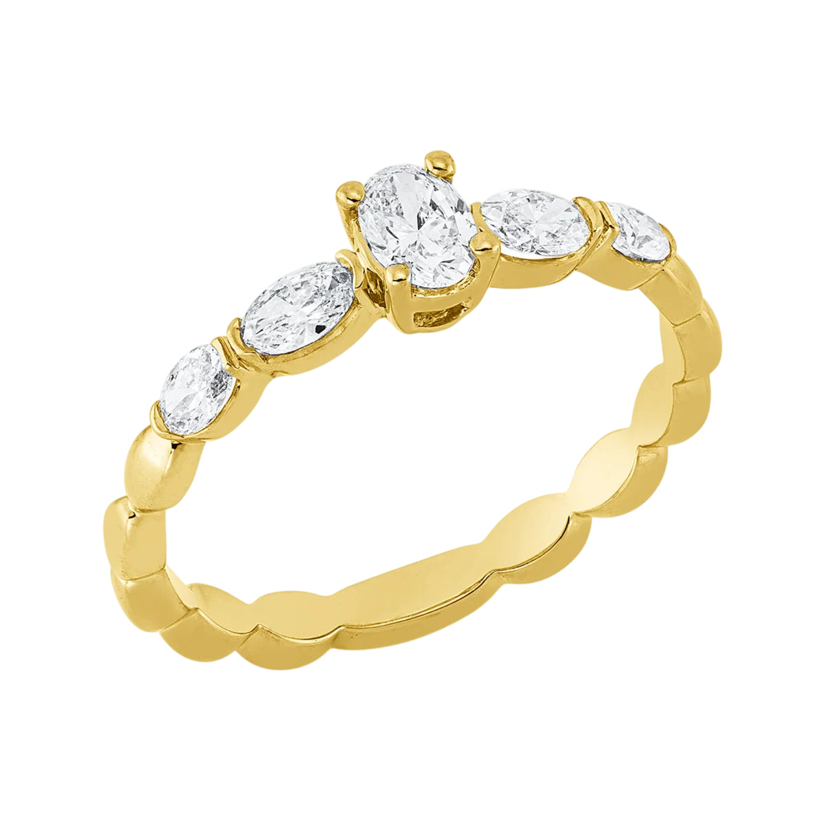 Solitärring 1HN43 aus 18 Karat Gelbgold mit 5 Diamanten 0,32 ct