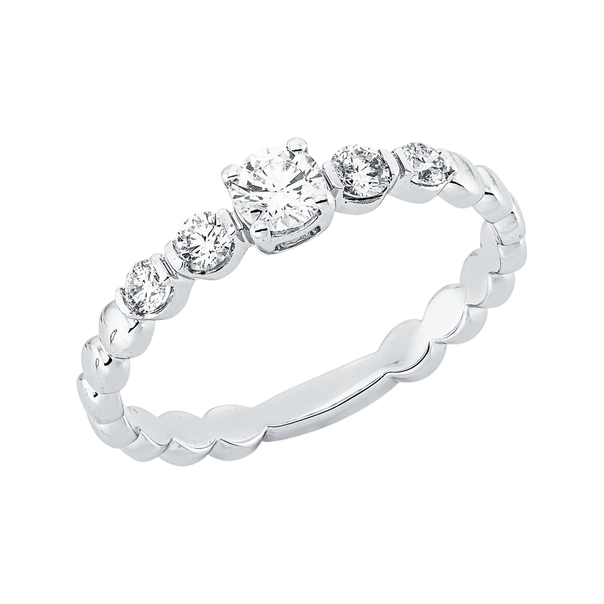 Solitärring 1HN74 aus 18 Karat Weißgold mit 5 Diamanten 0,41 ct