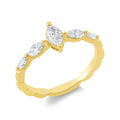 Solitärring 1HN87 aus 18 Karat Gelbgold mit 5 Navette Diamanten 0,55 ct