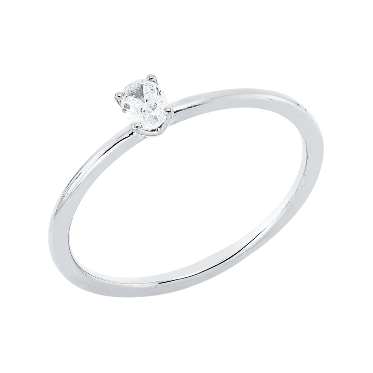Solitärring 1ID05 aus 18 Karat Weißgold mit ovalem Diamant 0,14 ct