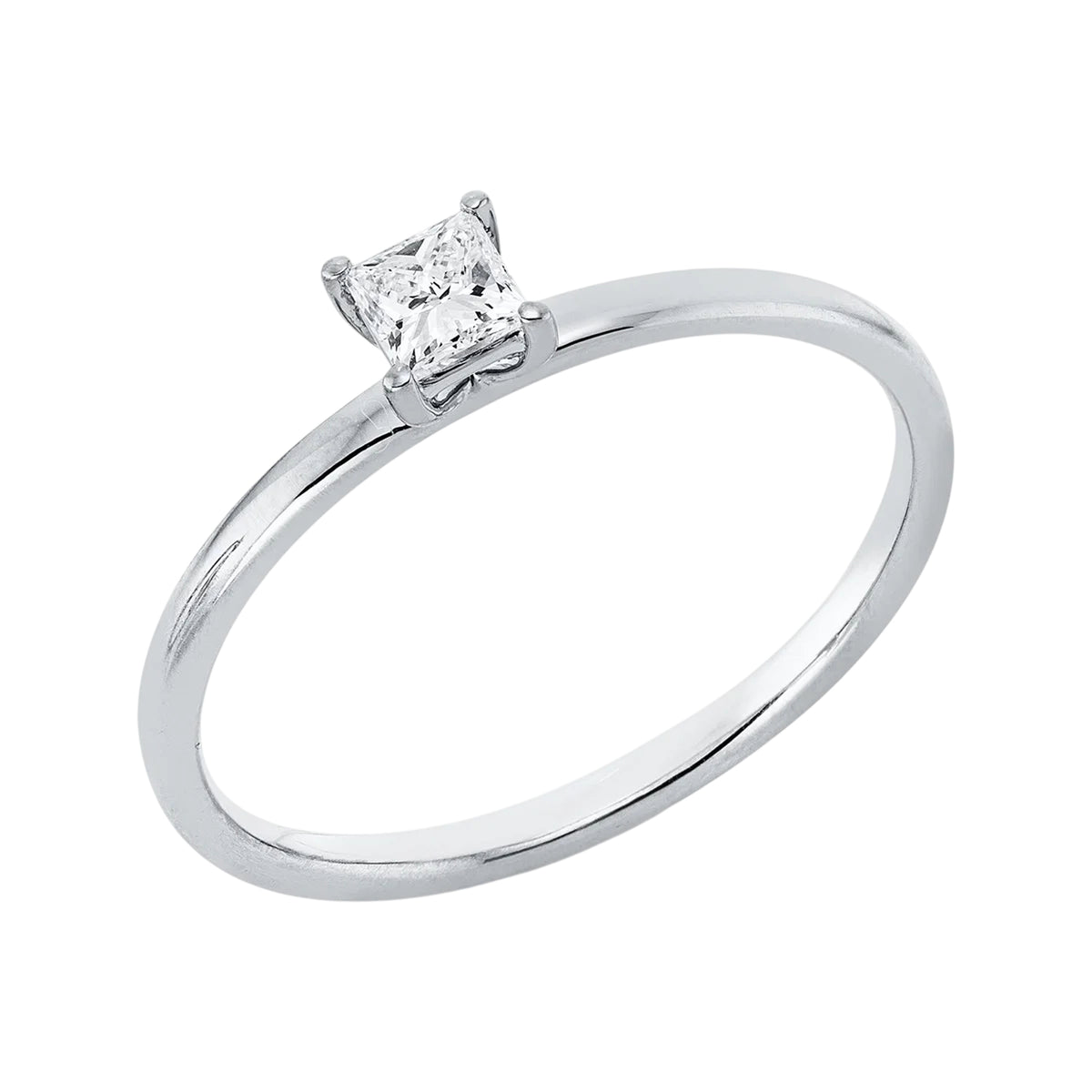 Solitärring 1IE02 aus 18 Karat Weißgold mit Diamant im Princessschliff 0,20ct