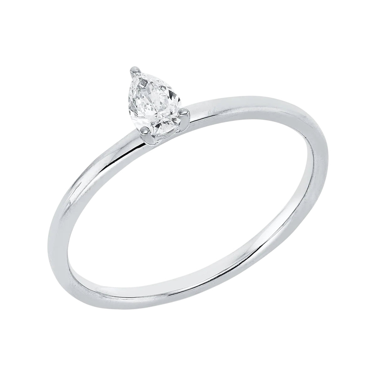 Solitärring 1IE08 aus 18 Karat Weißgold mit tropfenförmigem Diamant 0,20ct