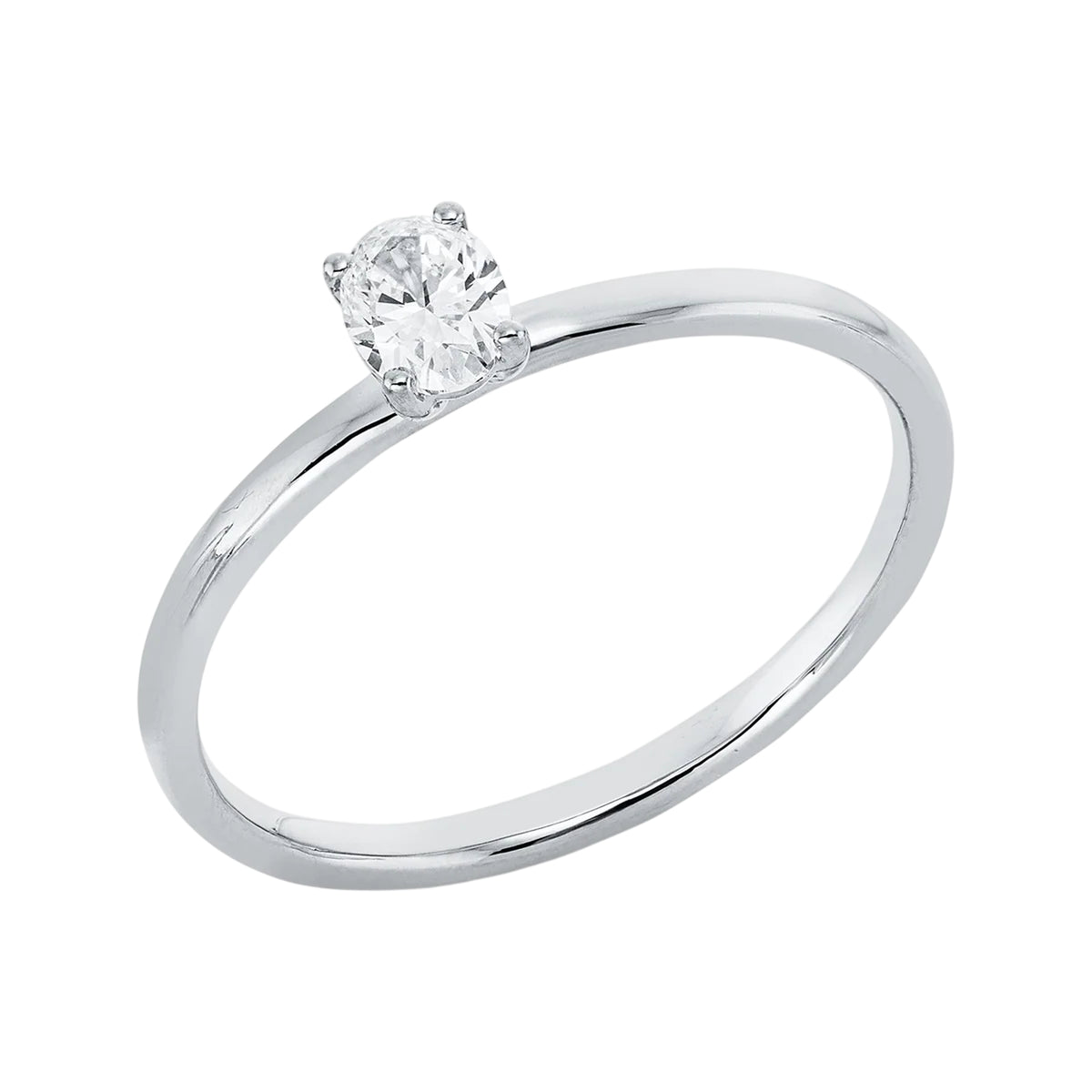 Solitärring 1IE18 aus 18 Karat Weißgold mit ovalem Diamant 0,25ct