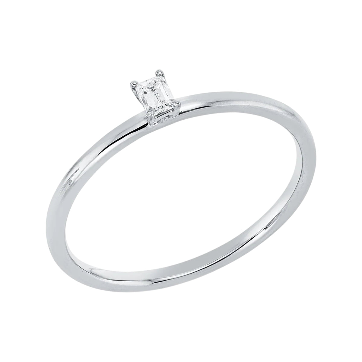 Solitaire Ring 1IE25 aus 18 Karat Weißgold mit Diamant im Smaragdschliff 0,10 ct