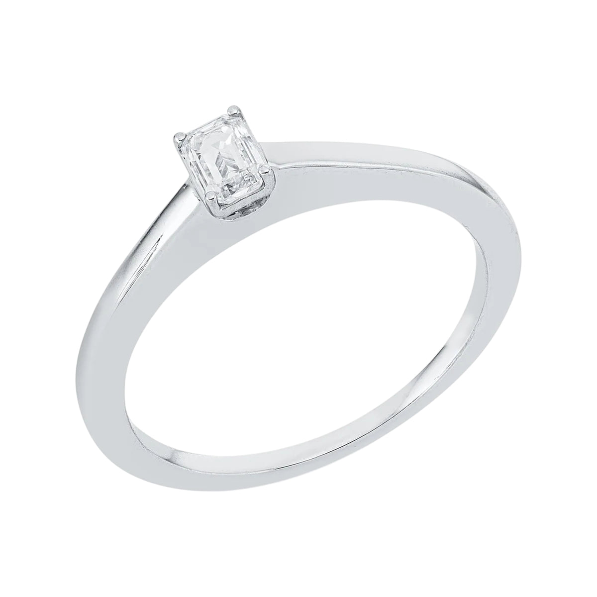 Solitärring 1IE83 aus 18 Karat Weißgold mit Diamant im Smaragdschliff 0,25ct