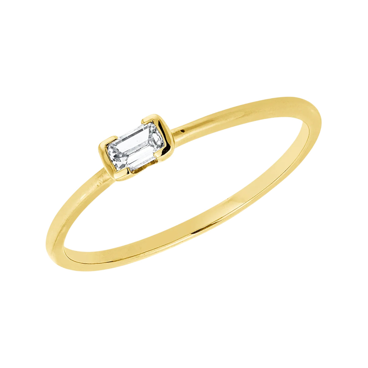 Solitärring 1JL19 aus 18 Karat Gelbgold mit Diamant im Smaragdschliff 0,16 ct