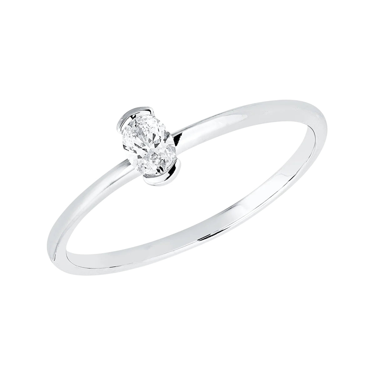 Solitärring 1JL33 aus 18 Karat Weißgold mit ovalem Diamant 0,15 ct