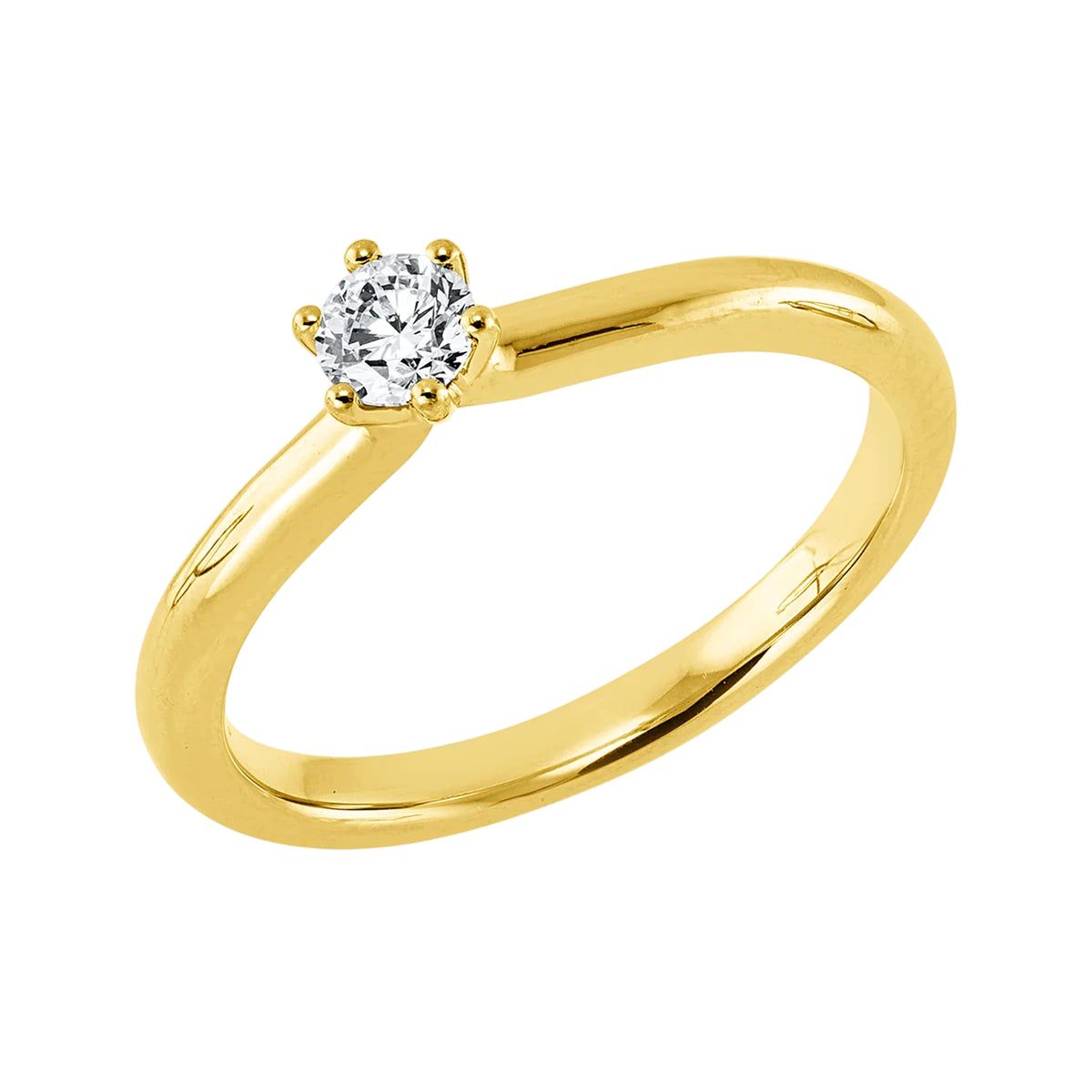 Solitärring 1JQ52 aus 14 Karat Gelbgold mit Diamant im Brillantschliff 0,20ct