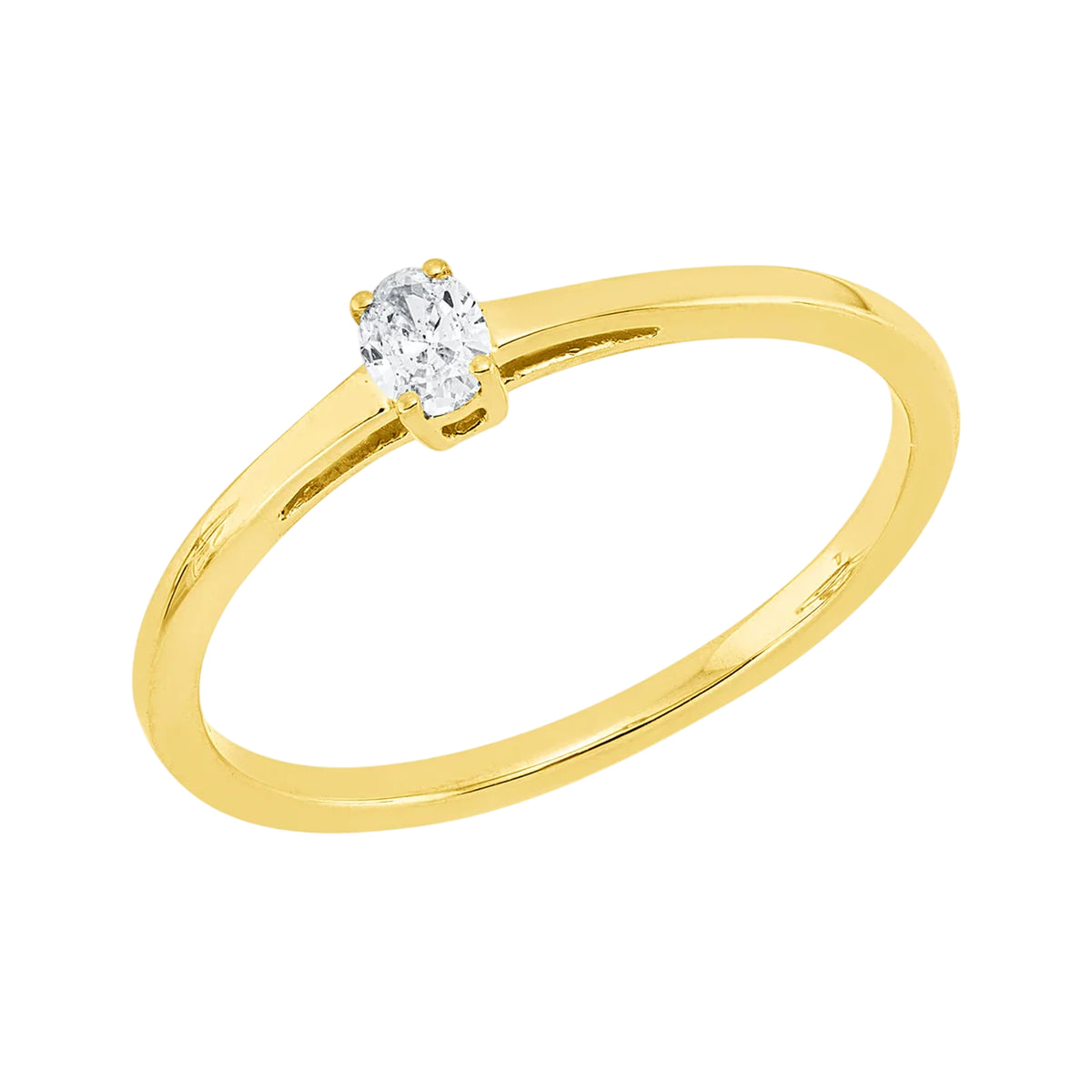 Solitärring 1KG24 aus 18 Karat Gelbgold mit ovalem Diamant 0,11 ct