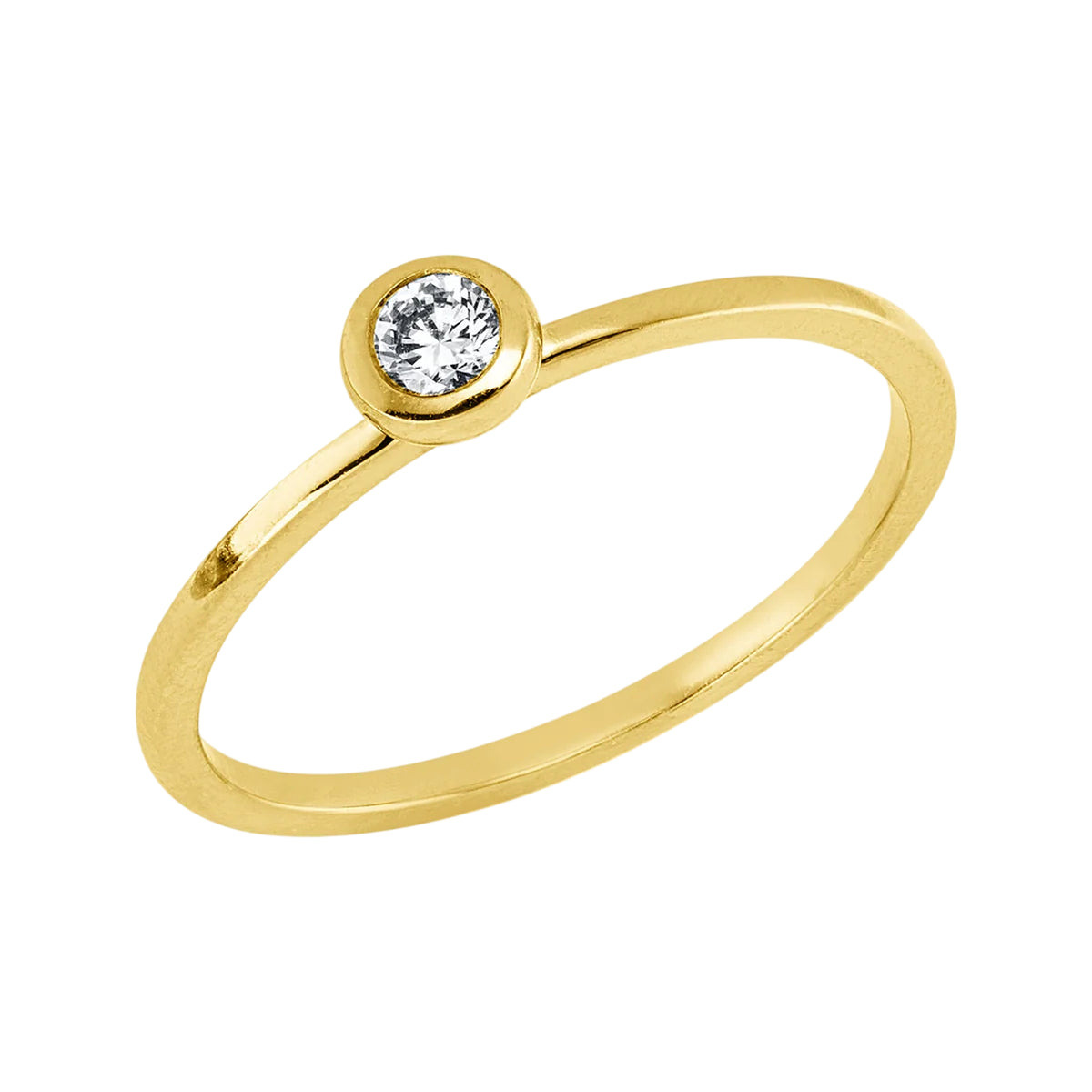 Solitärring 1KK75 aus 18 Karat Gelbgold mit Diaman tim Brillantschliff 0,10ct