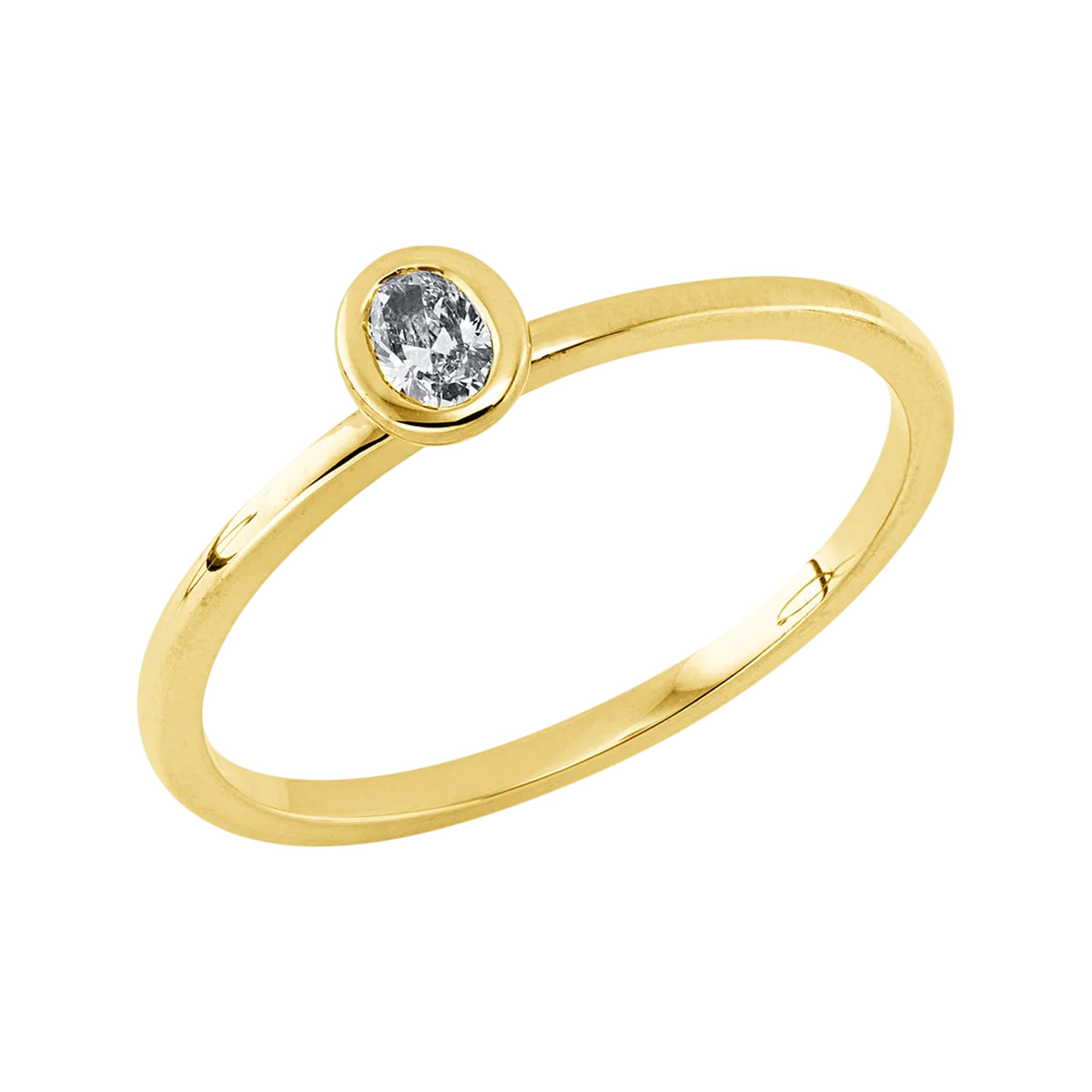 Solitärring 1KK84 aus 18 Karat Gelbgold mit ovalem Diamant 0,12ct
