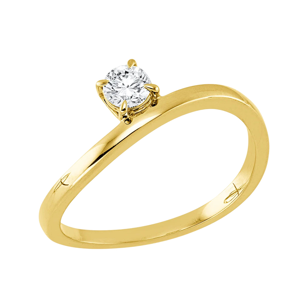 Solitärring 1KQ47 aus 18 Karat Gelbgold mit Diamant im Brillantschliff 0,21ct