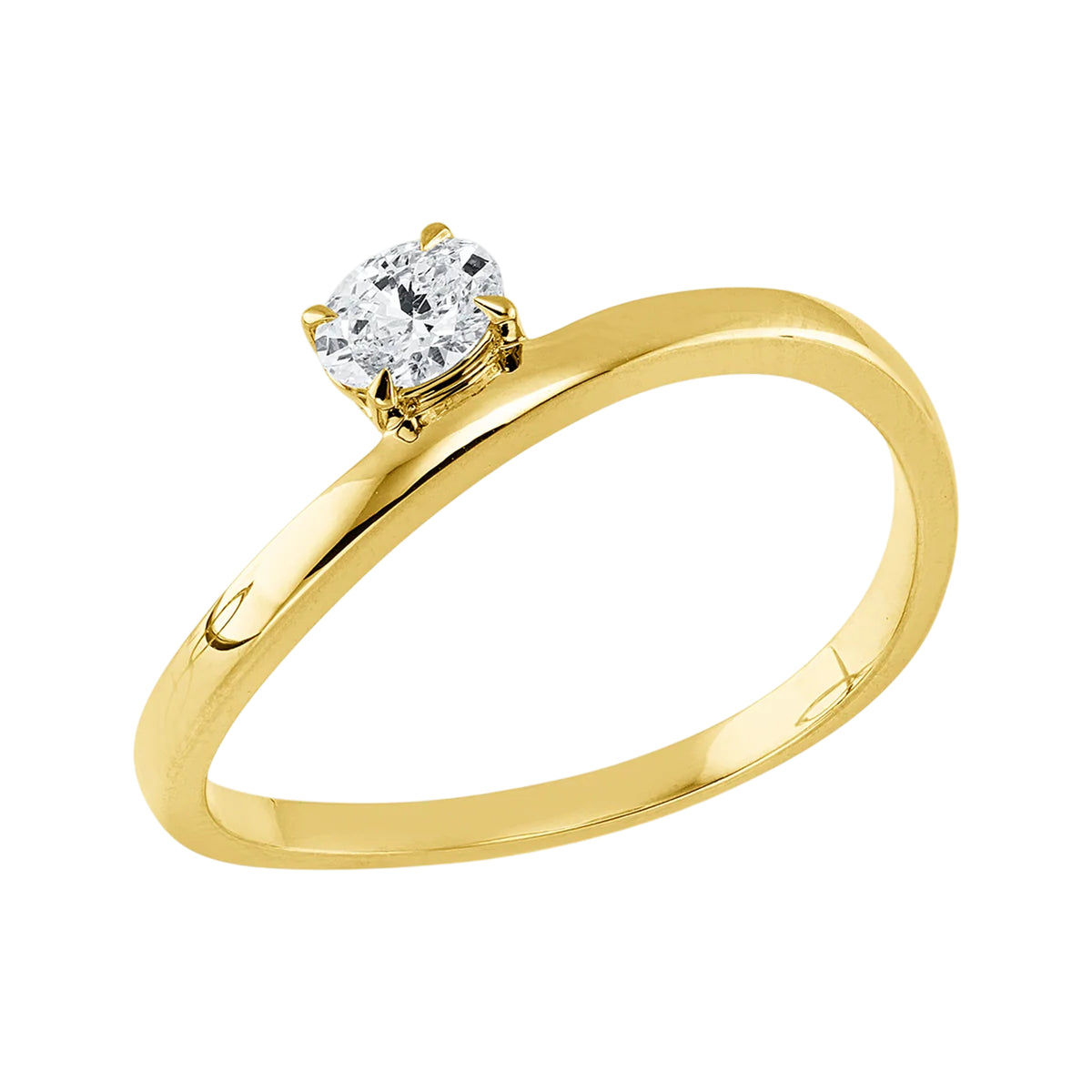 Solitärring 1KQ49 aus 18 Karat Gelbgold mit ovalem Diamant 0,19ct