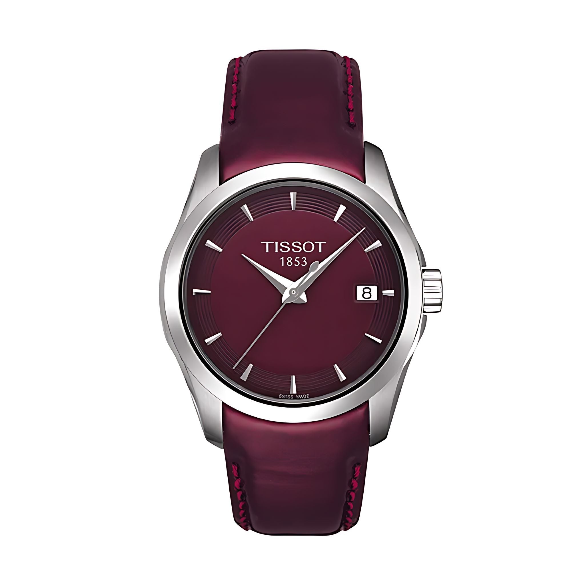 Tissot Couturier Lady Damenuhr silber bordeauxrot