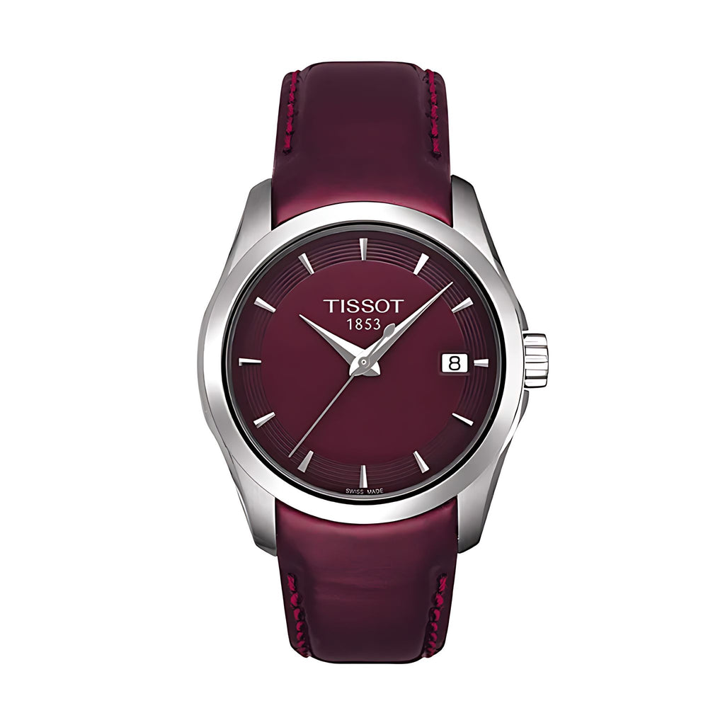 Tissot Couturier Lady Damenuhr silber bordeauxrot