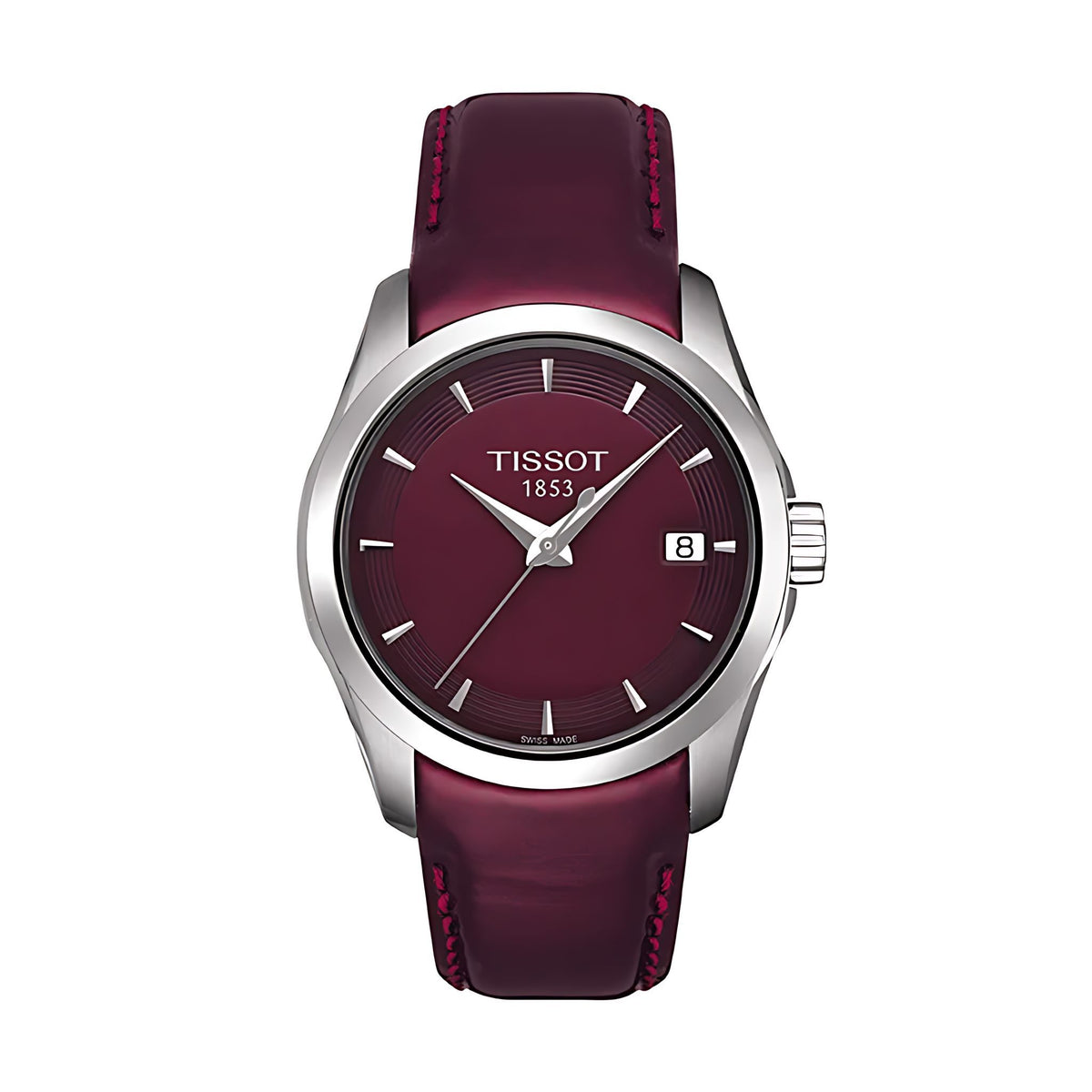 Tissot Couturier Lady Damenuhr silber bordeauxrot