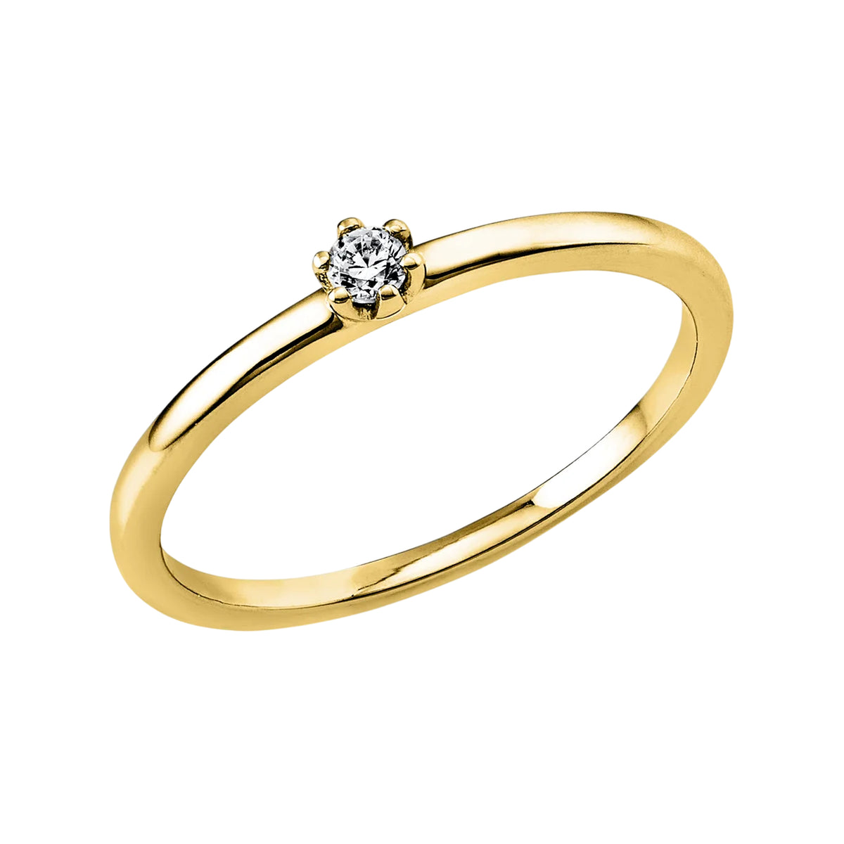 Solitärring 1O320 aus 14 Karat Gelbgold mit Diamant im Brillantschliff 0,05ct