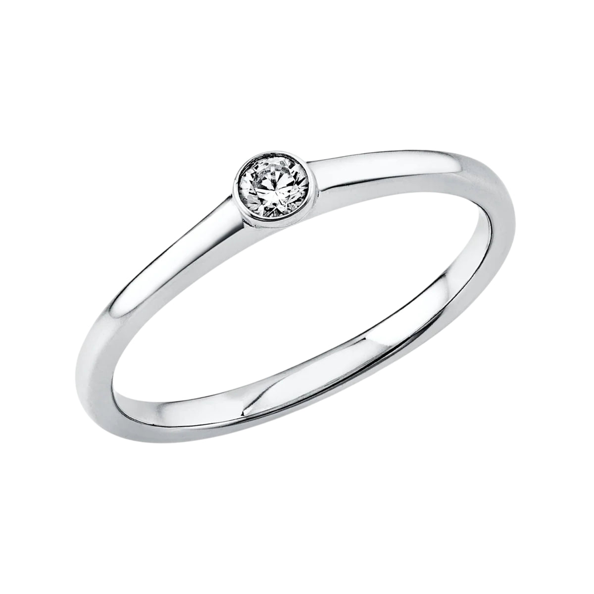 Solitärring 1U527 aus 18 Karat Weißgold mit rundem Diamant 0,10 ct
