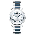 Movado Bold Damenuhr silber blau Edelstahl