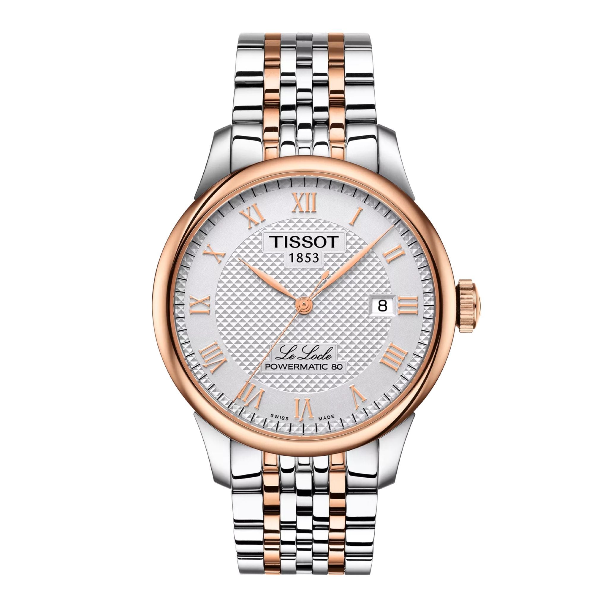 Tissot Le Locle Powermatic 80 Herrenuhr silber roségold Edelstahl