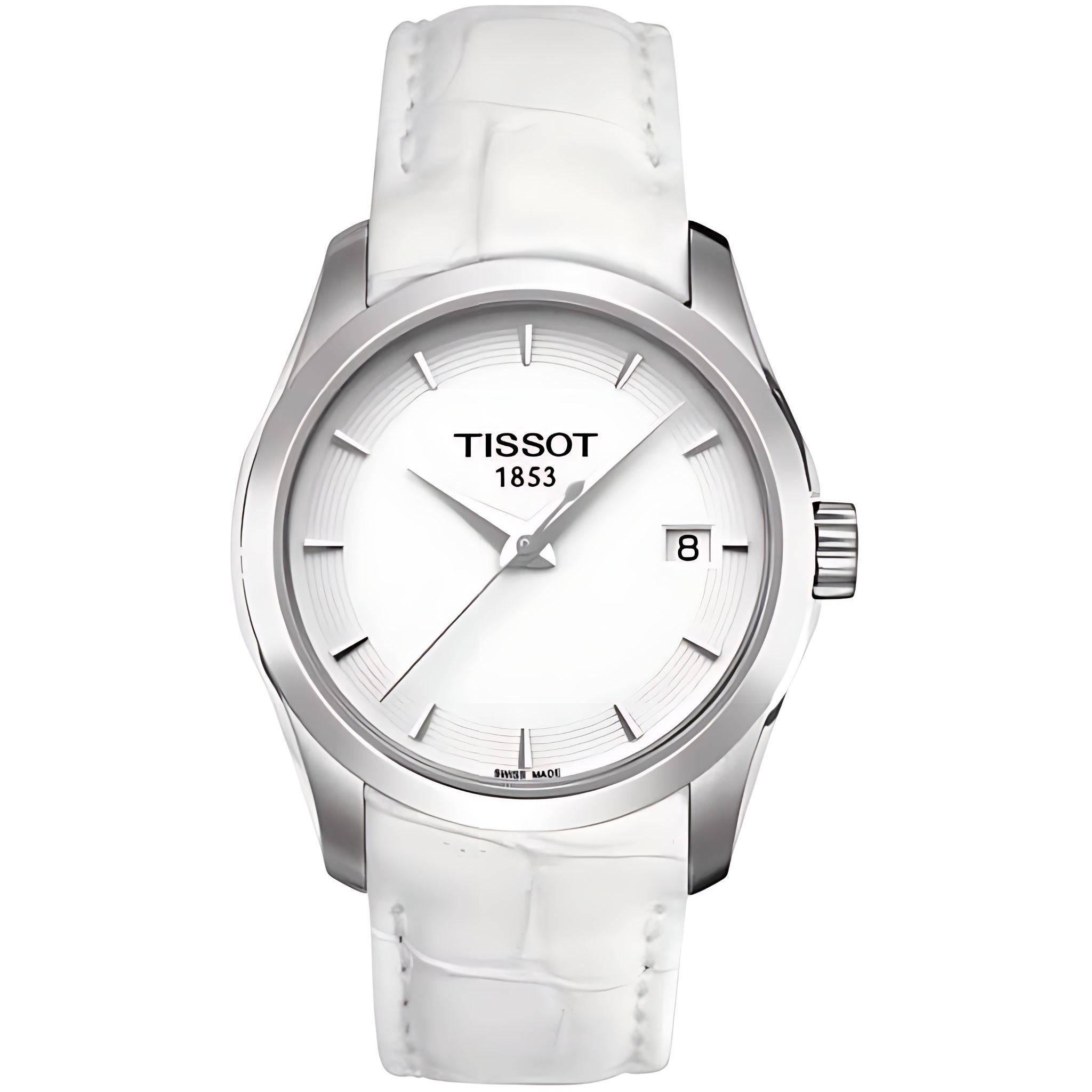 Tissot Couturier T-Lady Damenuhr silber weiß Lederarmband