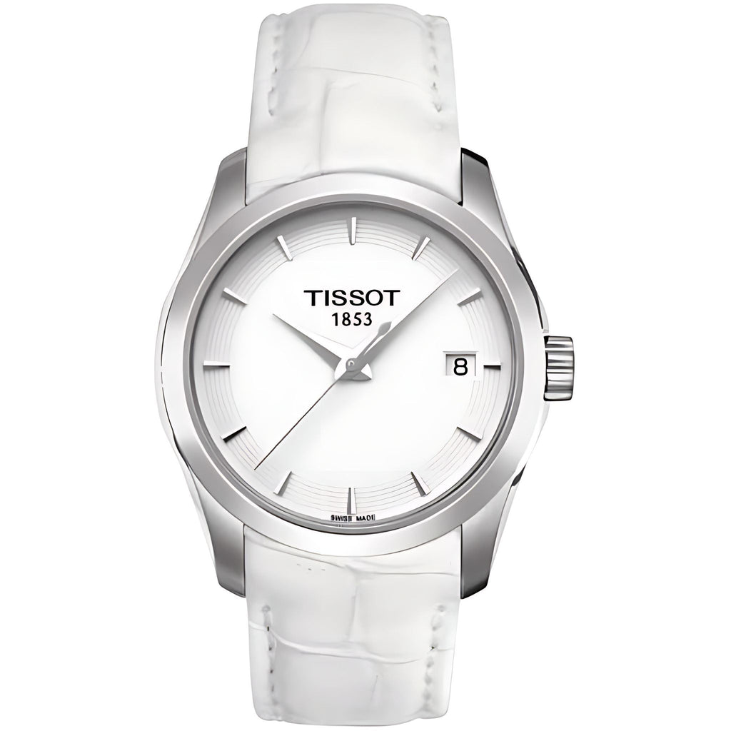 Tissot Couturier T-Lady Damenuhr silber weiß Lederarmband