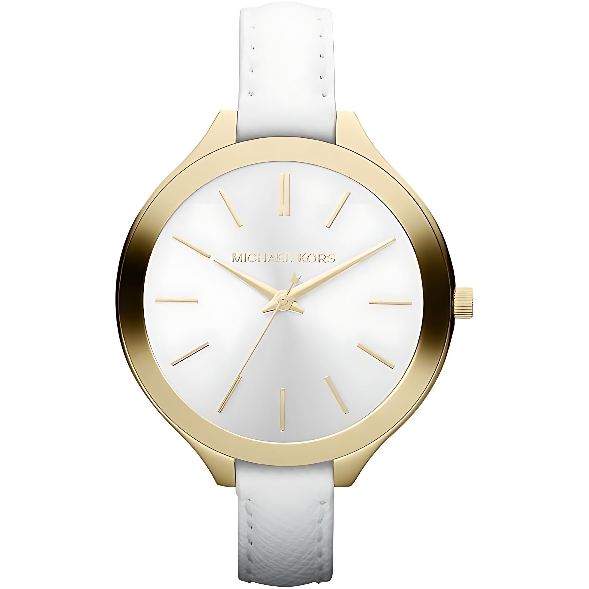 Michael Kors Slim Runway Lady Damenuhr gold weiß Lederarmband