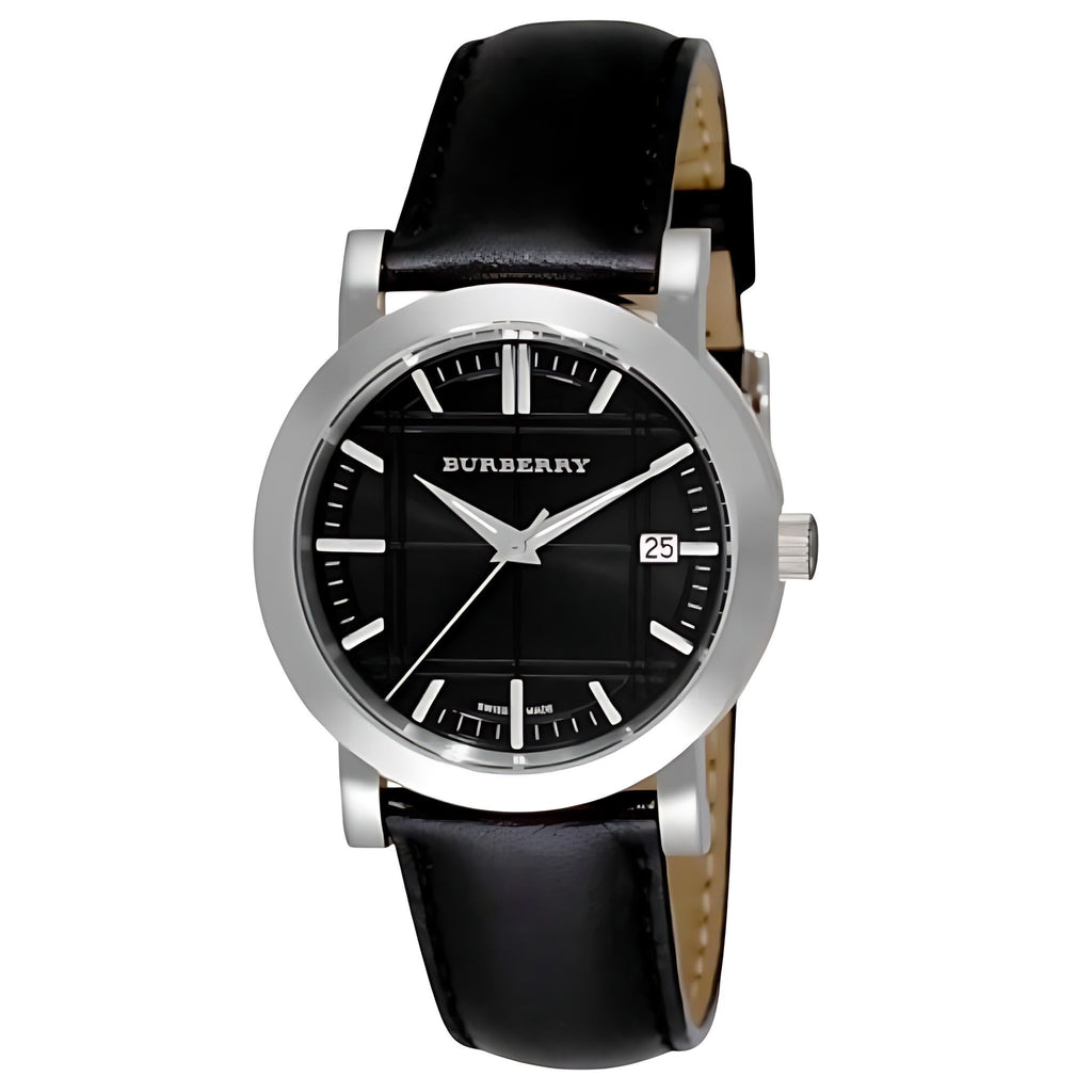 Burberry Heritage Damenuhr Lederarmband silber schwarz