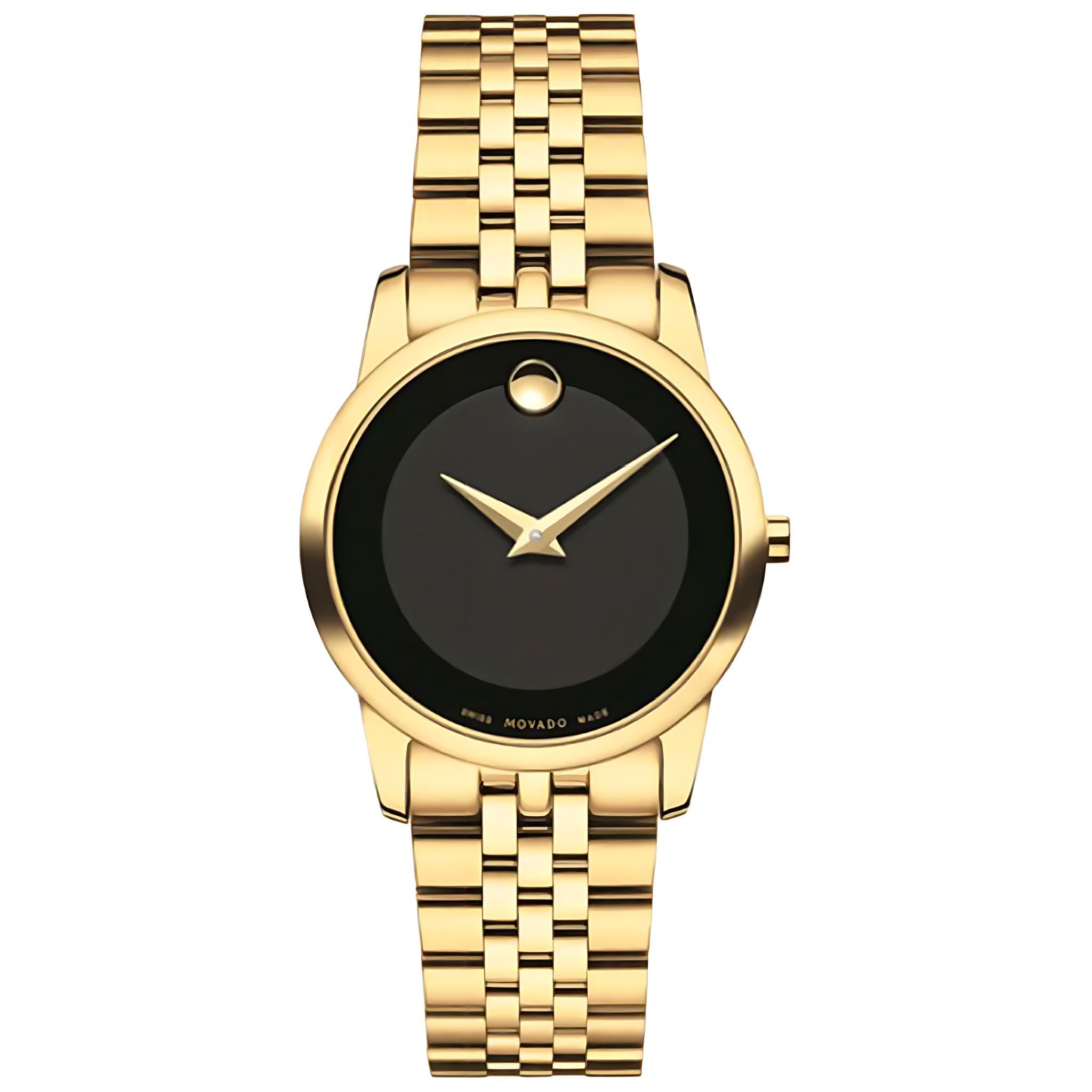 Movado Museum Damenuhr gold schwarz Edelstahl