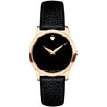 Movado Museum Damenuhr roségold schwarz Lederarmband