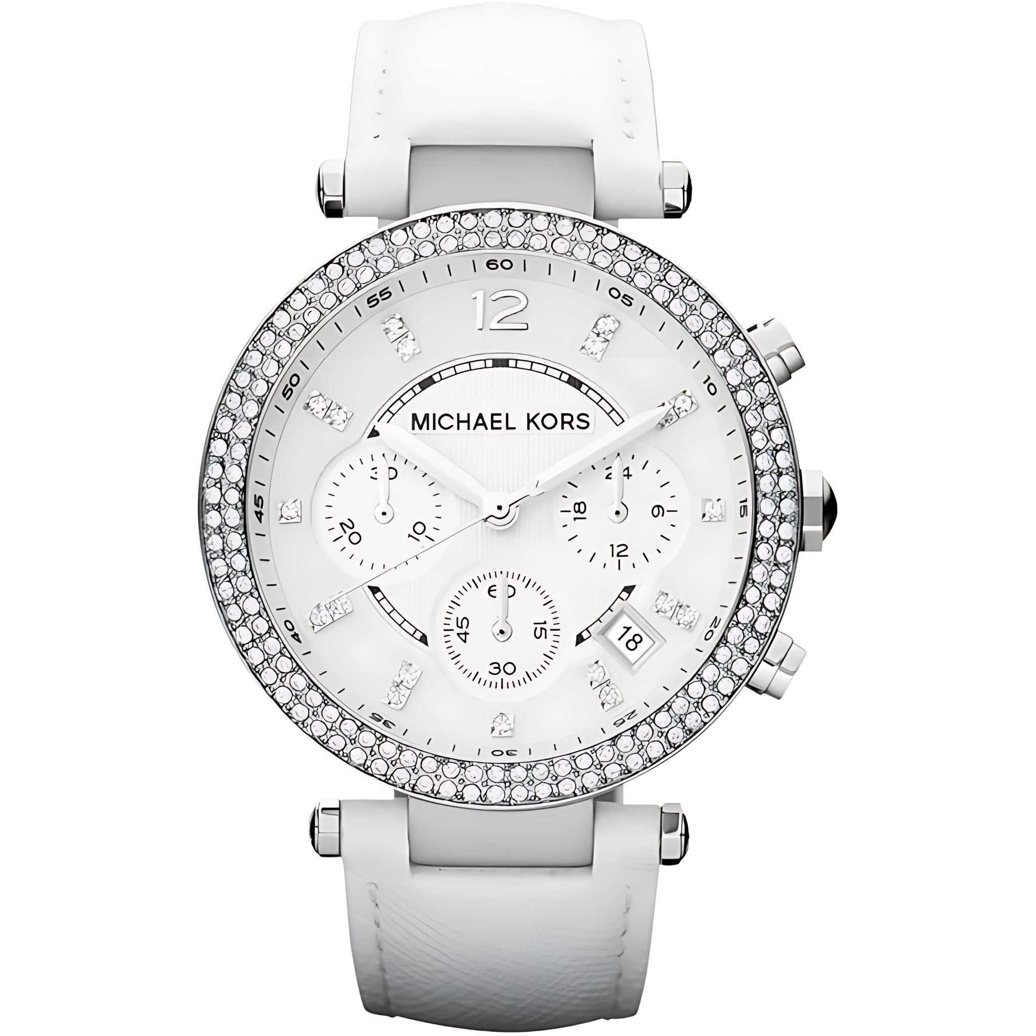 Michael Kors Parker Lady Damenuhr Chronograph silber weiß