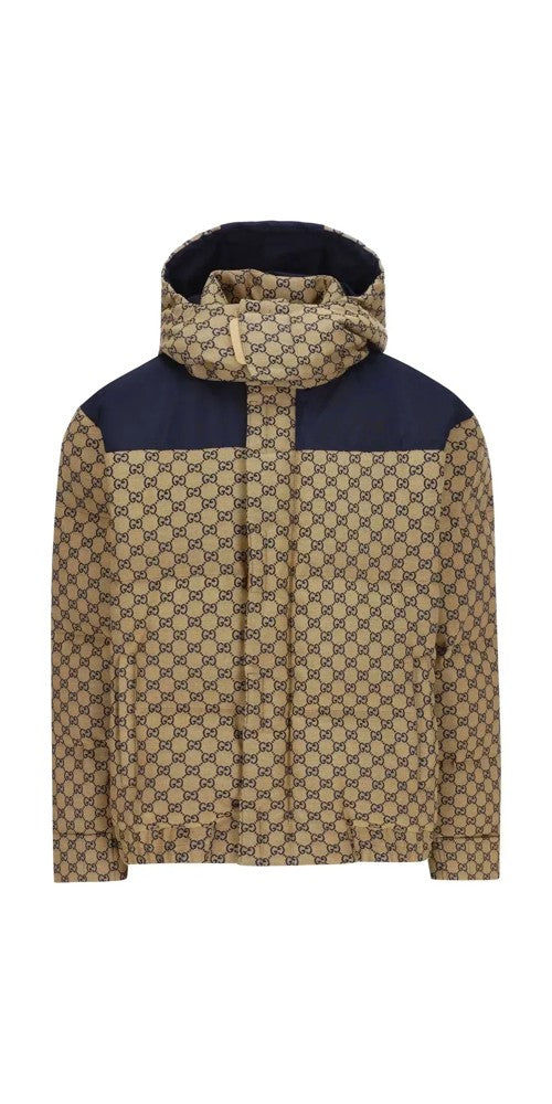 Gucci Logo Print Jacke Herren beige blau