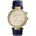 Michael Kors Parker Lady Damenuhr Chronograph gold blau