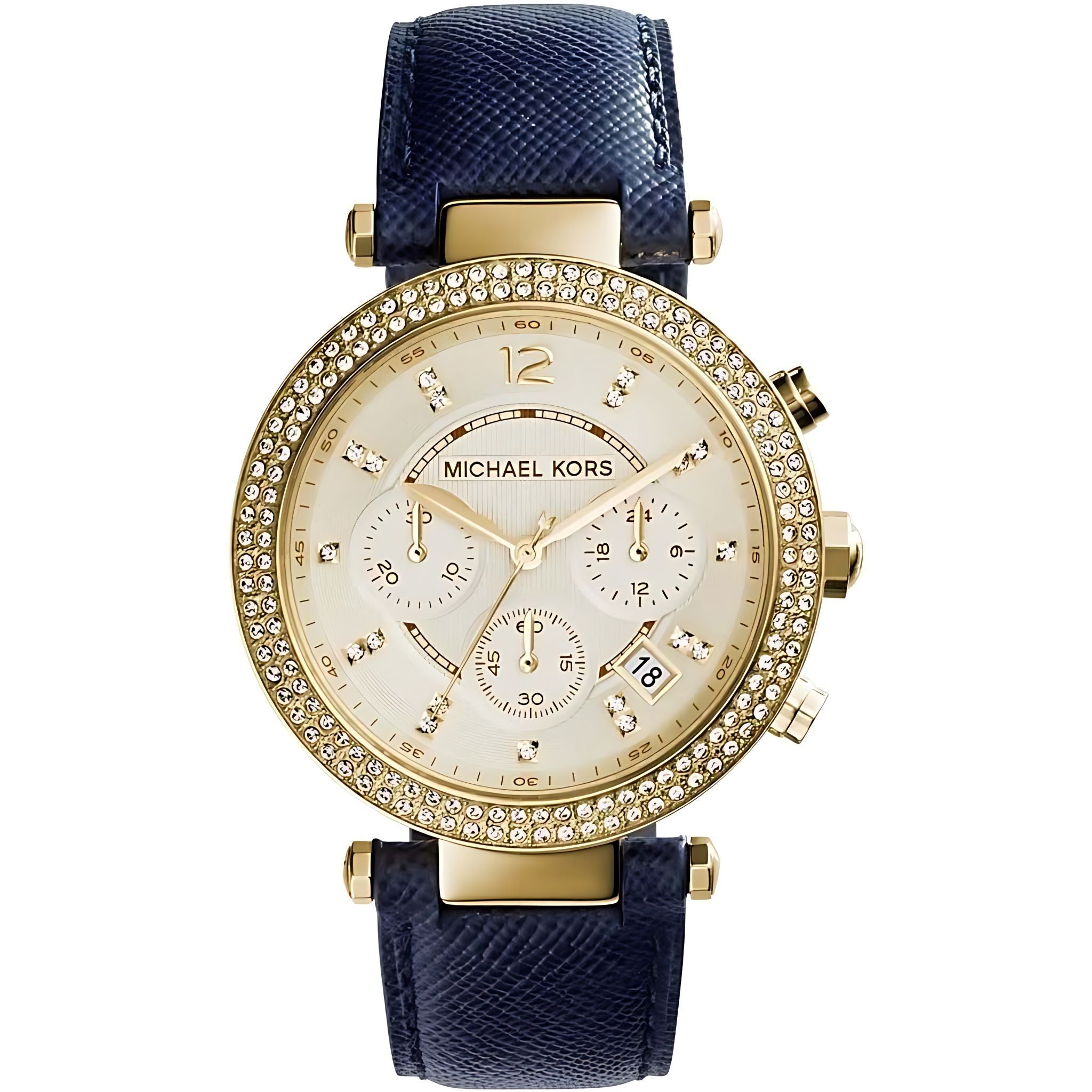 Michael Kors Parker Lady Damenuhr Chronograph gold blau