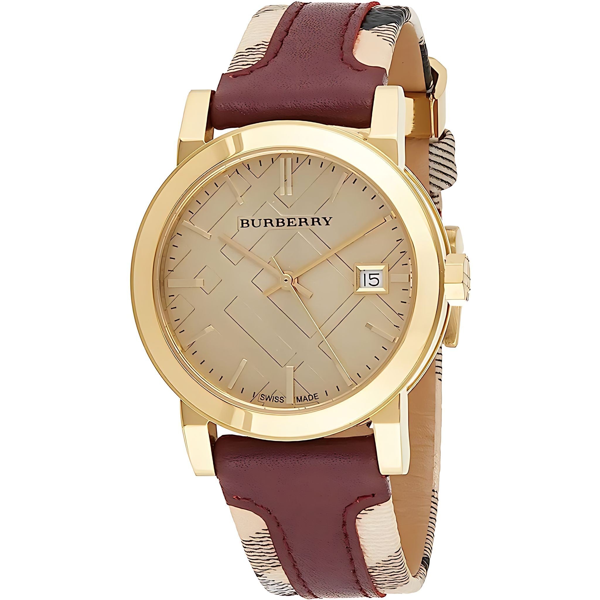 Burberry The City Damenuhr gold weinrot