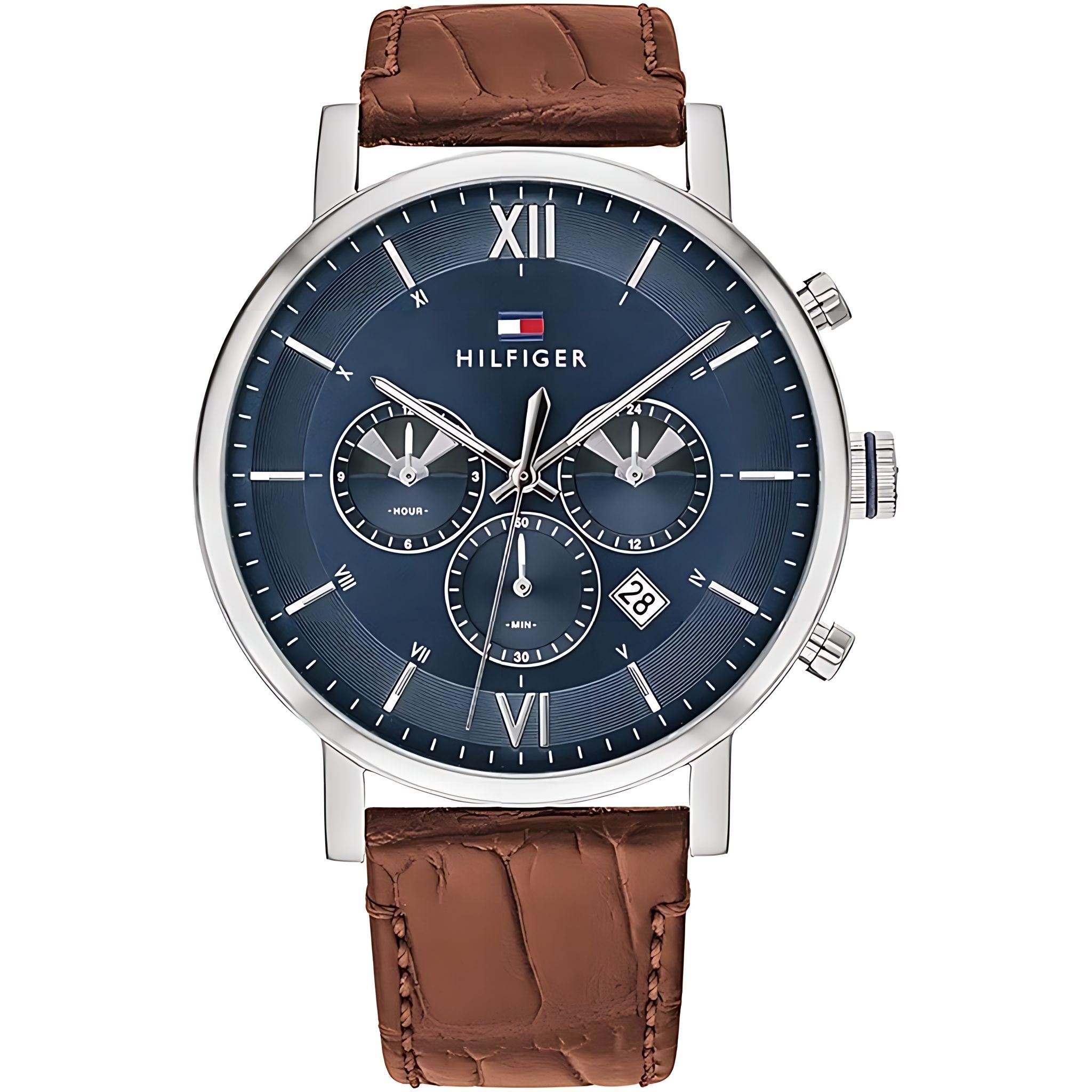 Tommy Hilfiger Evan Armbanduhr silber braun Lederarmband