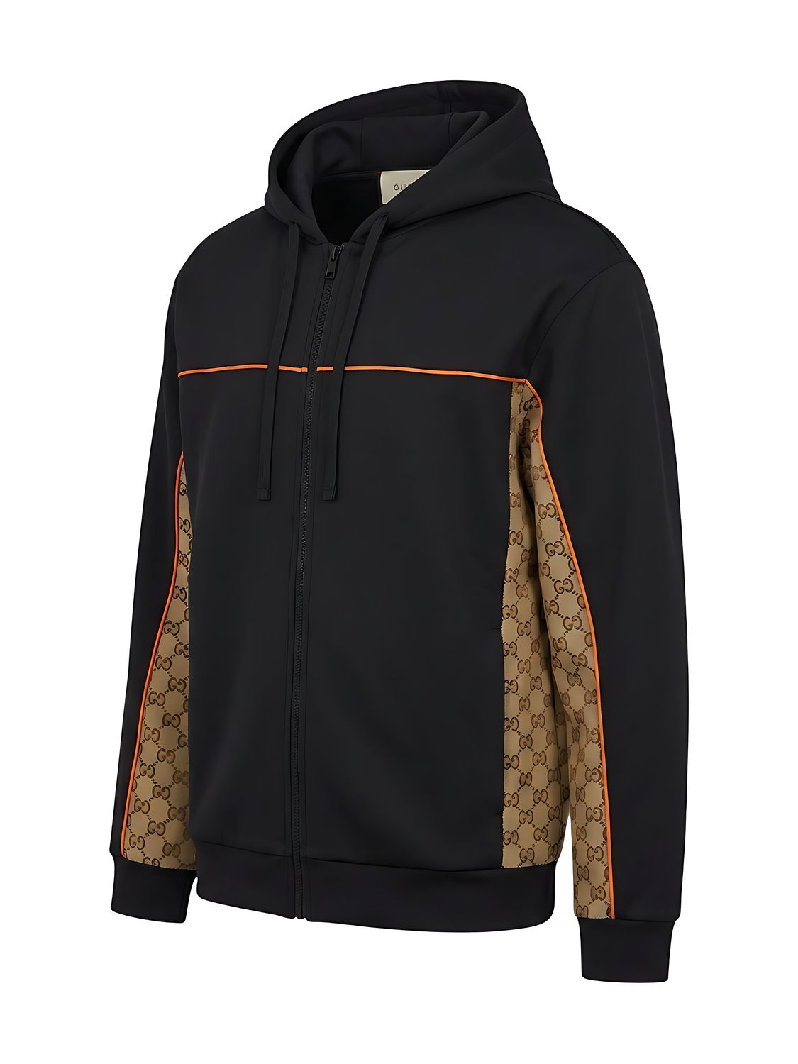 Gucci Cotton Jersey Zip Jacket mit GG Canvas Einsätzen Dunkelgrau Herren