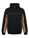 Gucci Cotton Jersey Zip Jacket mit GG Canvas Einsätzen Dunkelgrau Herren