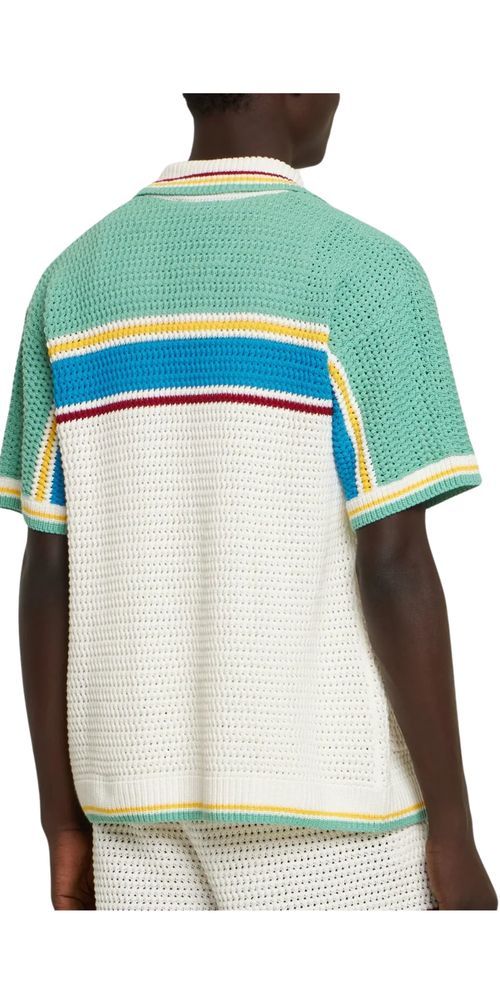 Casa Blanca Crocheted Cotton Tennis Shirt Herren