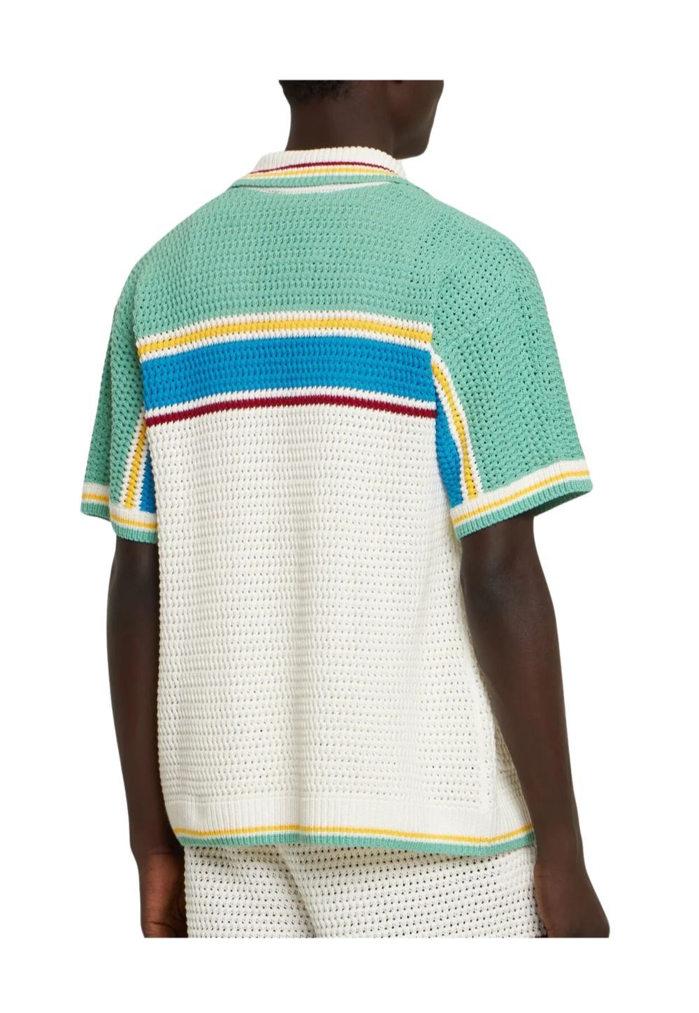Casa Blanca Crocheted Cotton Tennis Shirt Herren