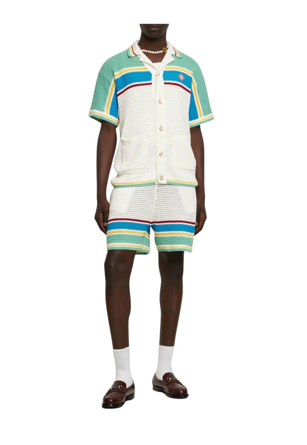 Casa Blanca Crocheted Cotton Tennis Shirt Herren