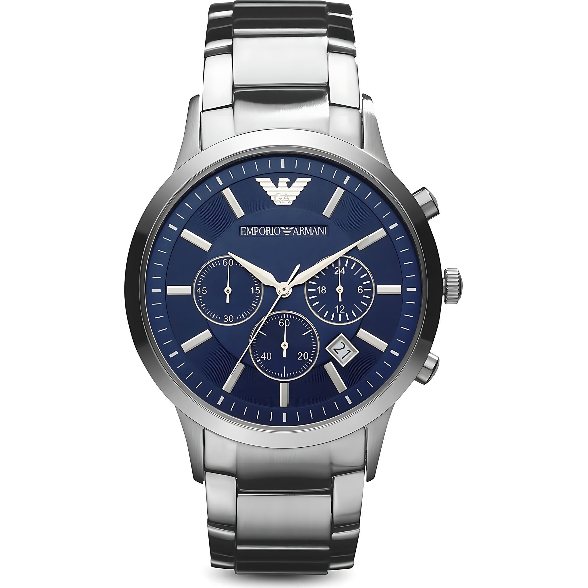 Emporio Armani Renato Chronograph Silber Edelstahl Blau AR2448